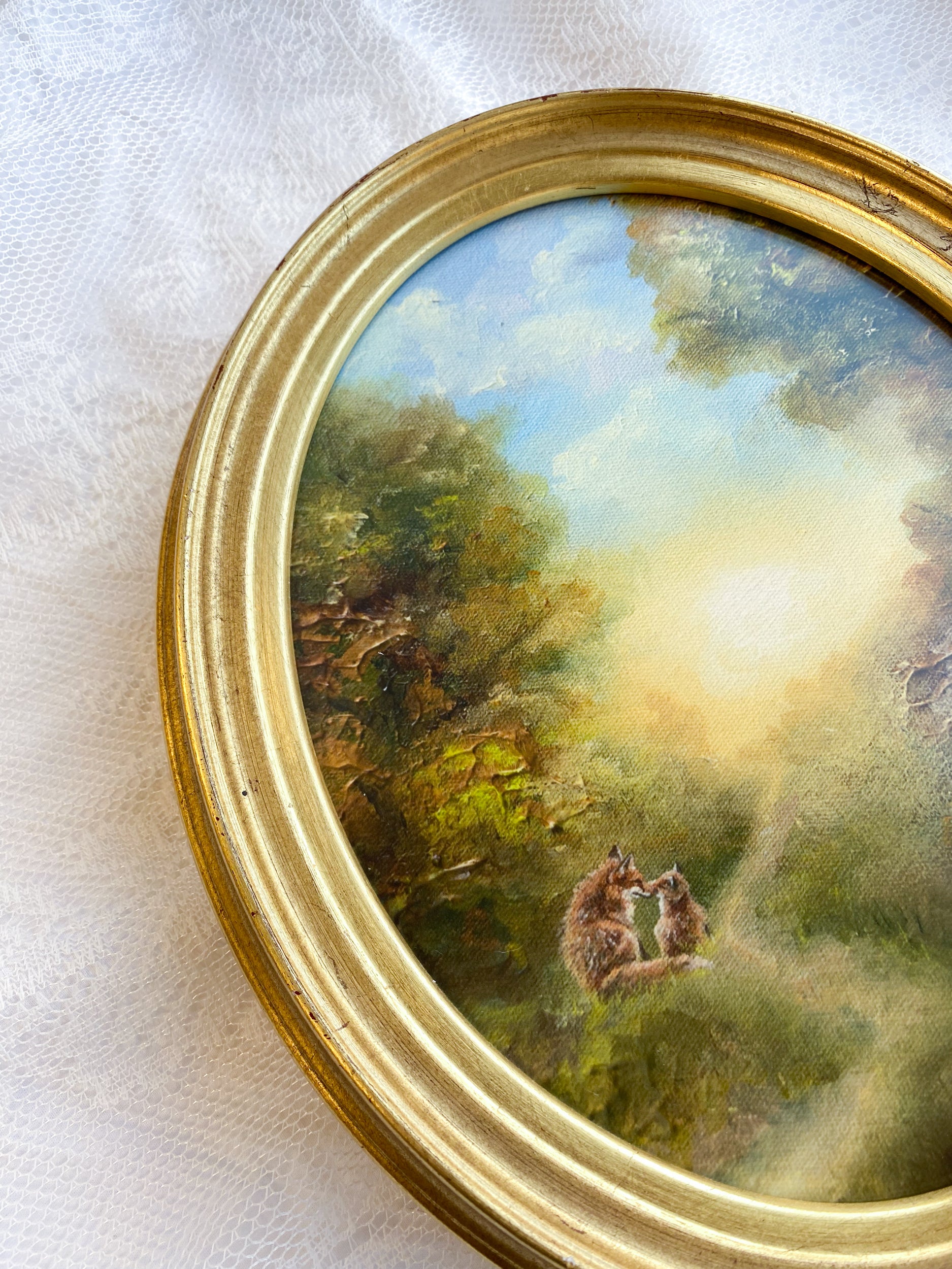 Beside the Old Path Oval VINTAGE FRAMED PRINT