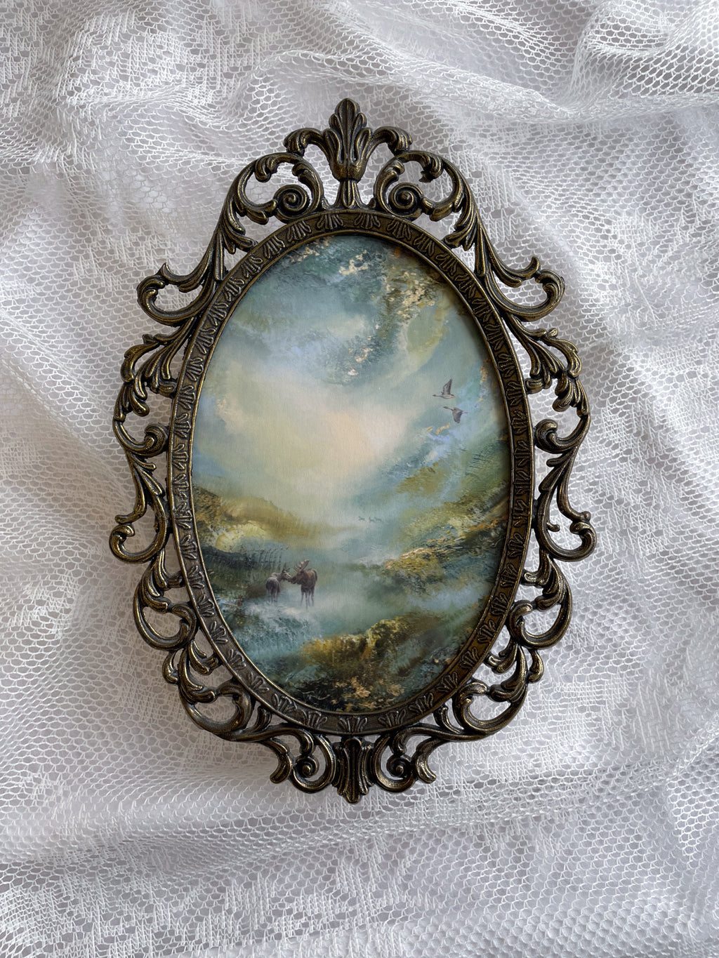 Deep in the Forest Oval VINTAGE FRAMED PRINT