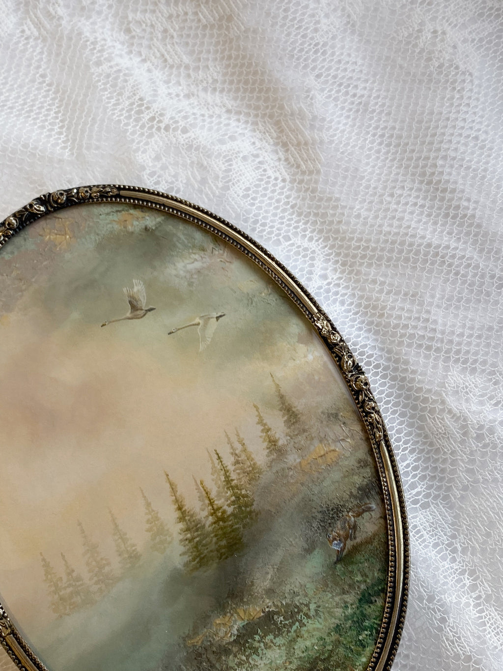 Golden Sunrise Oval VINTAGE FRAMED PRINT