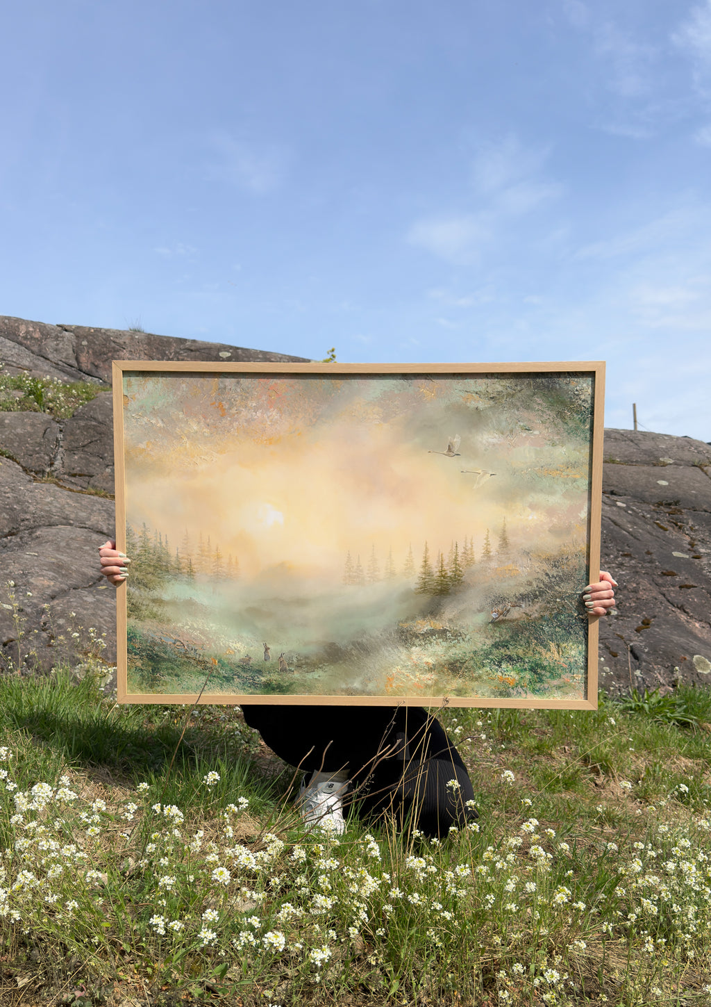 Framed fine art print displayed outdoors to show its size and appearance.