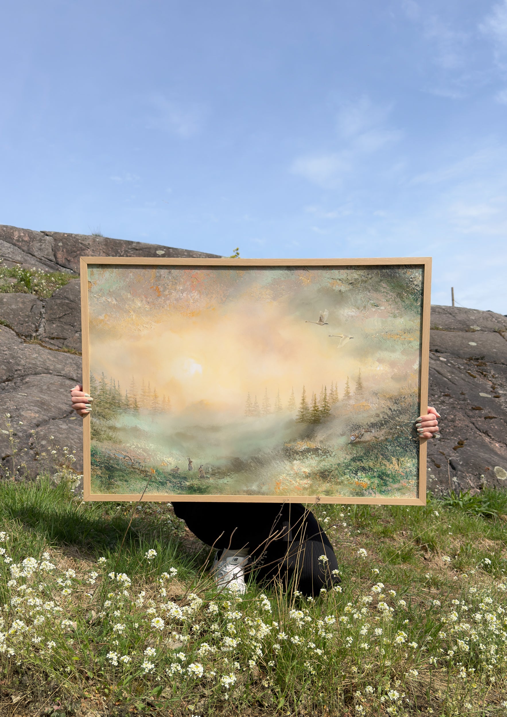 Framed fine art print displayed outdoors to show its size and appearance.