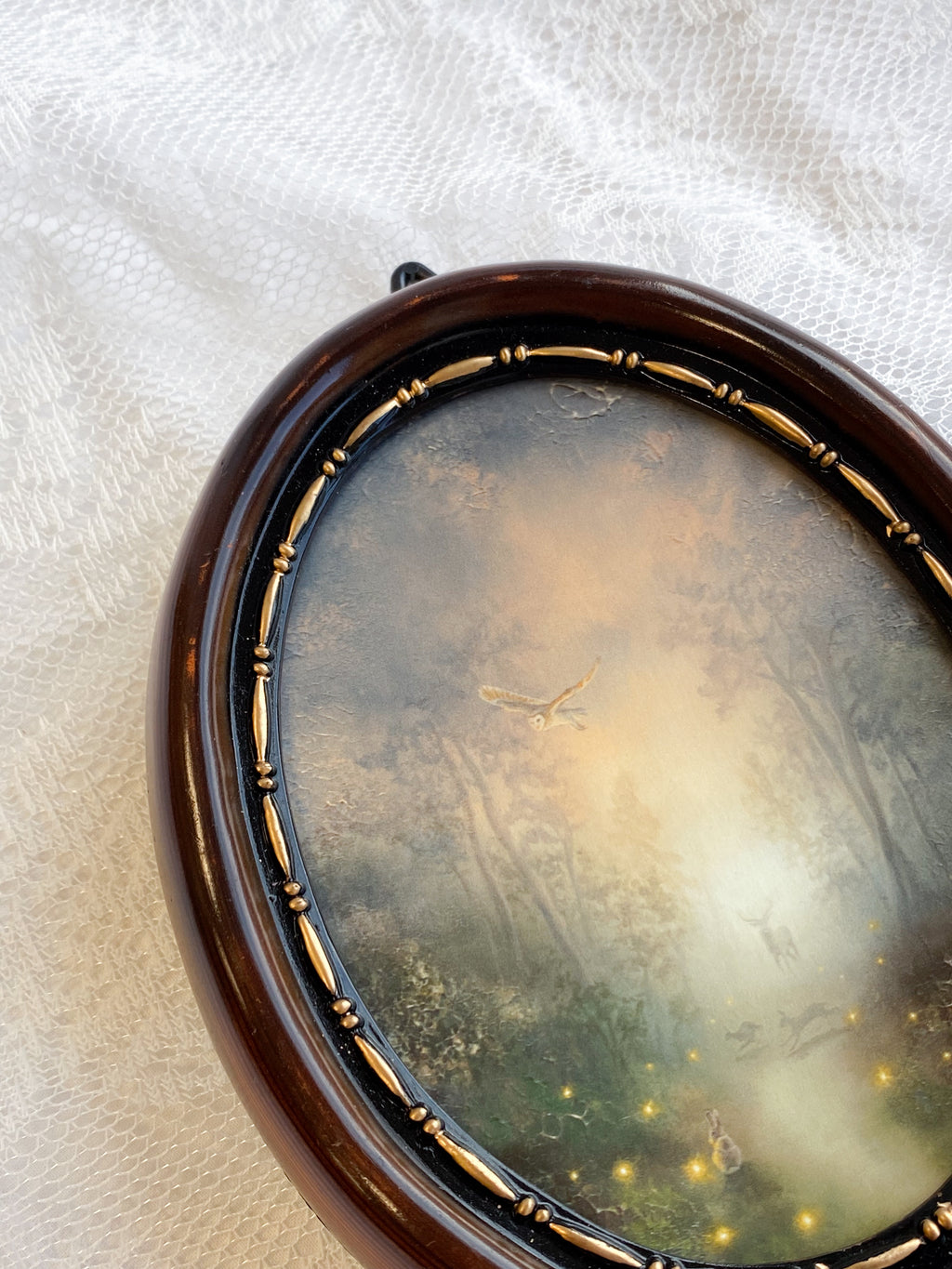 Guided by Fireflies Oval VINTAGE FRAMED PRINT