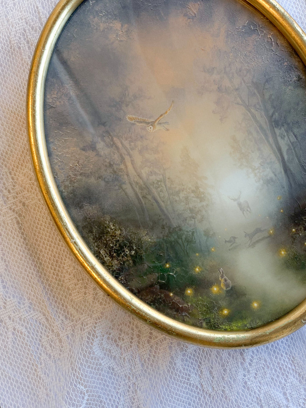 Guided by Fireflies Oval VINTAGE FRAMED PRINT