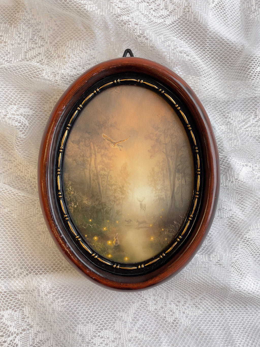 Guided by Fireflies Oval VINTAGE FRAMED PRINT