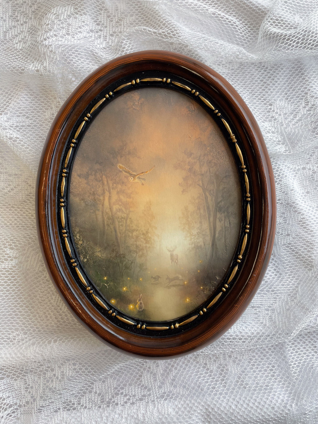 Guided by Fireflies Oval VINTAGE FRAMED PRINT