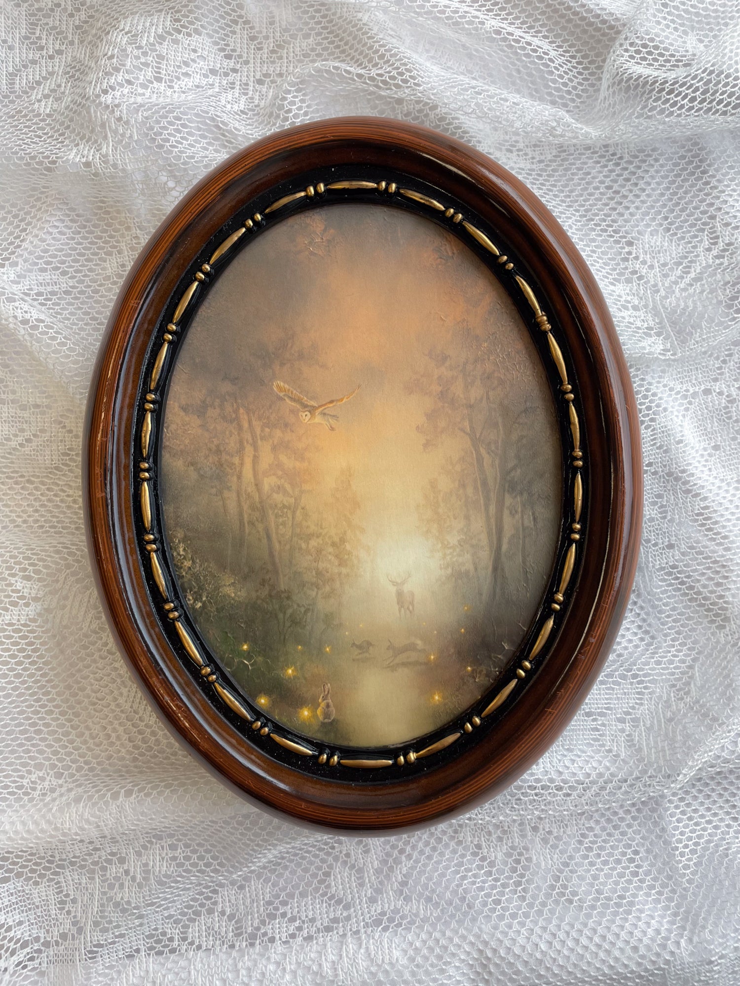 Guided by Fireflies Oval VINTAGE FRAMED PRINT