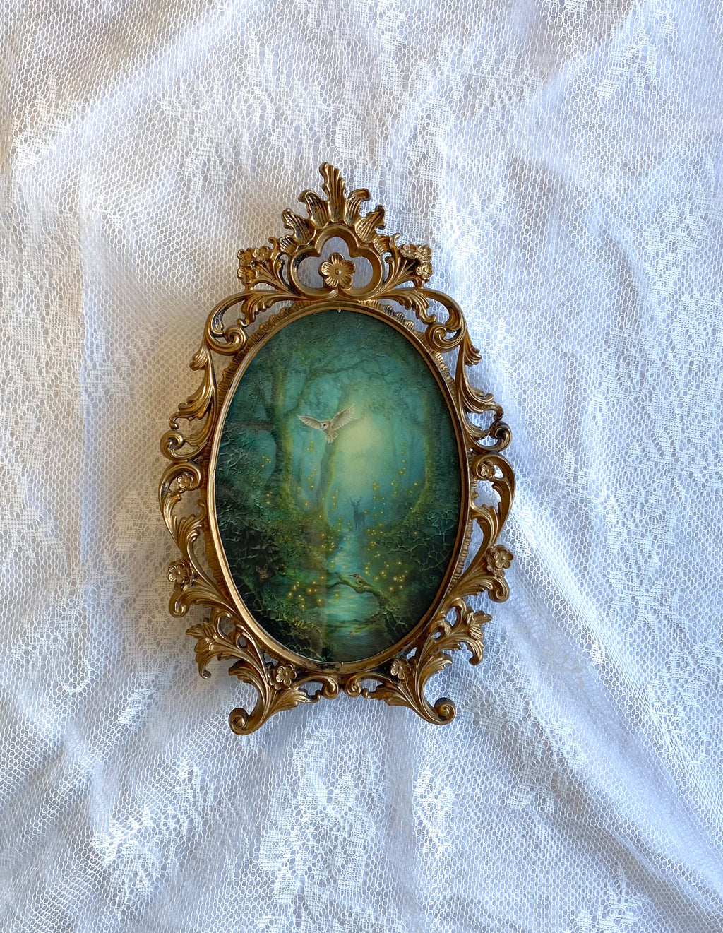 Hidden Magic in Moss Oval VINTAGE FRAMED PRINT