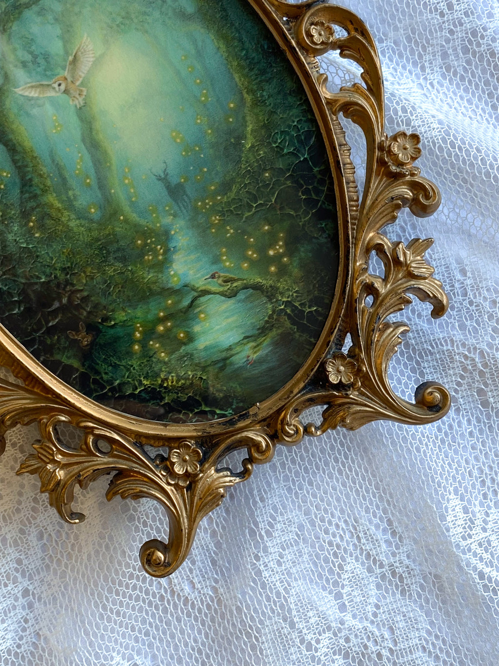 Hidden Magic in Moss Oval VINTAGE FRAMED PRINT