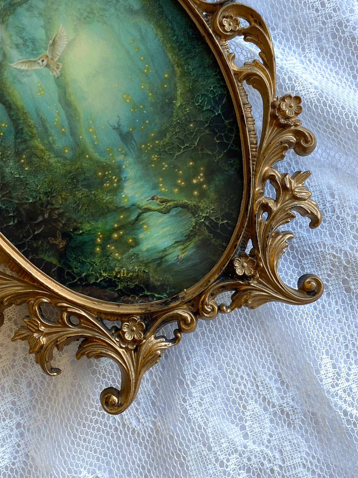 Hidden Magic in Moss Oval VINTAGE FRAMED PRINT