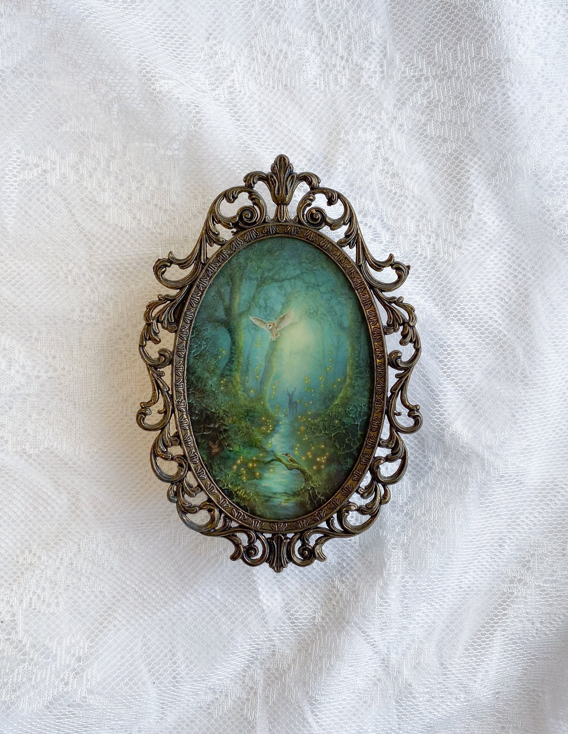 Hidden Magic in Moss Oval VINTAGE FRAMED PRINT