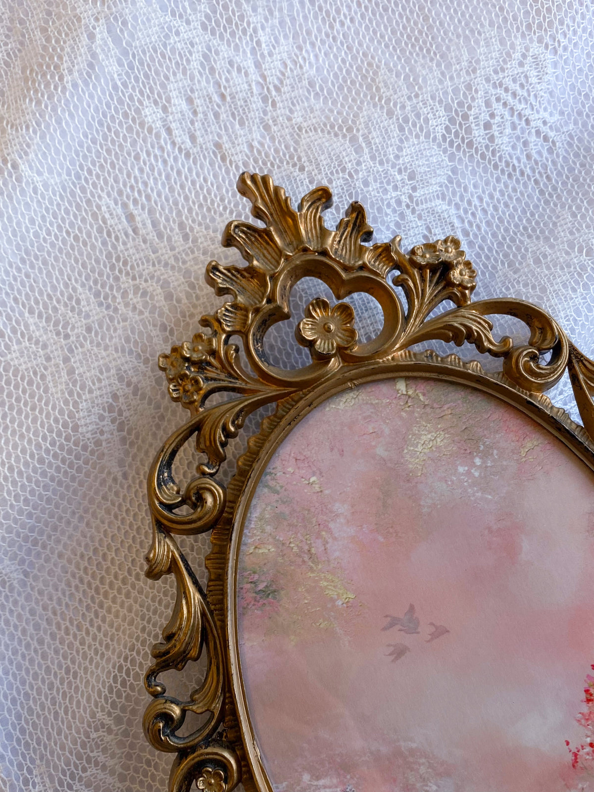 Meadow of Love Oval VINTAGE FRAMED PRINT