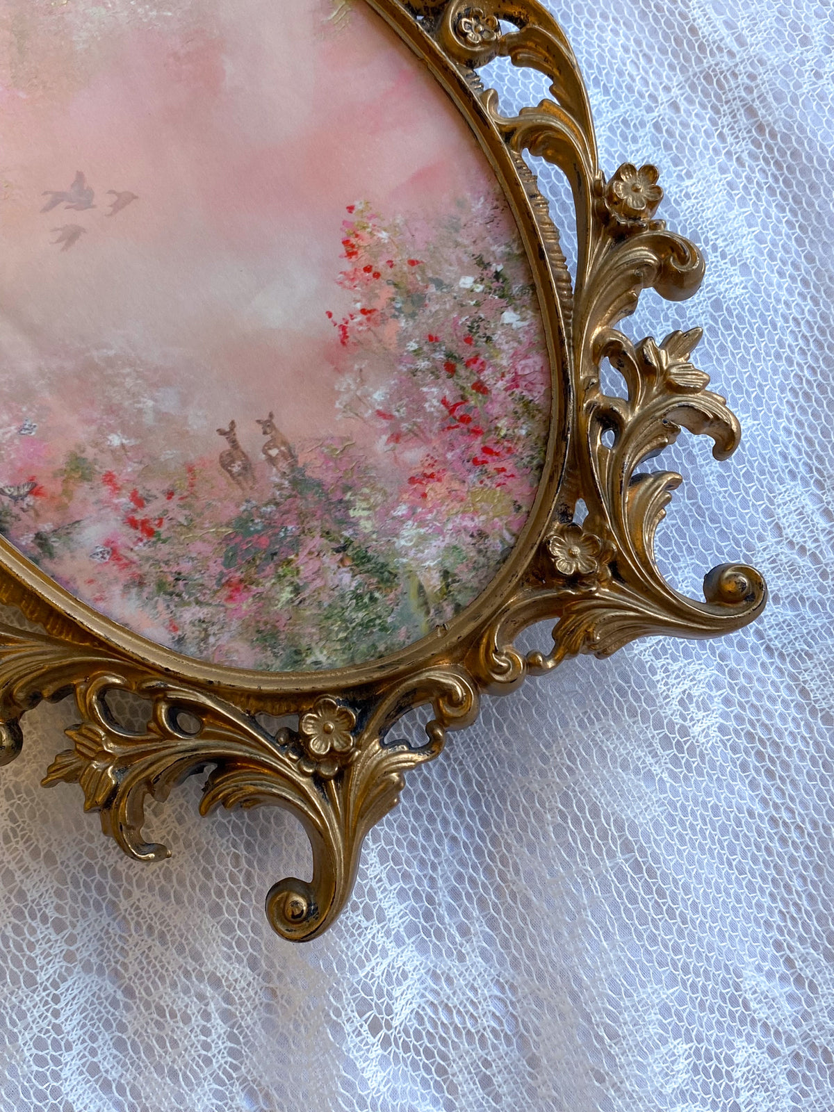 Meadow of Love Oval VINTAGE FRAMED PRINT