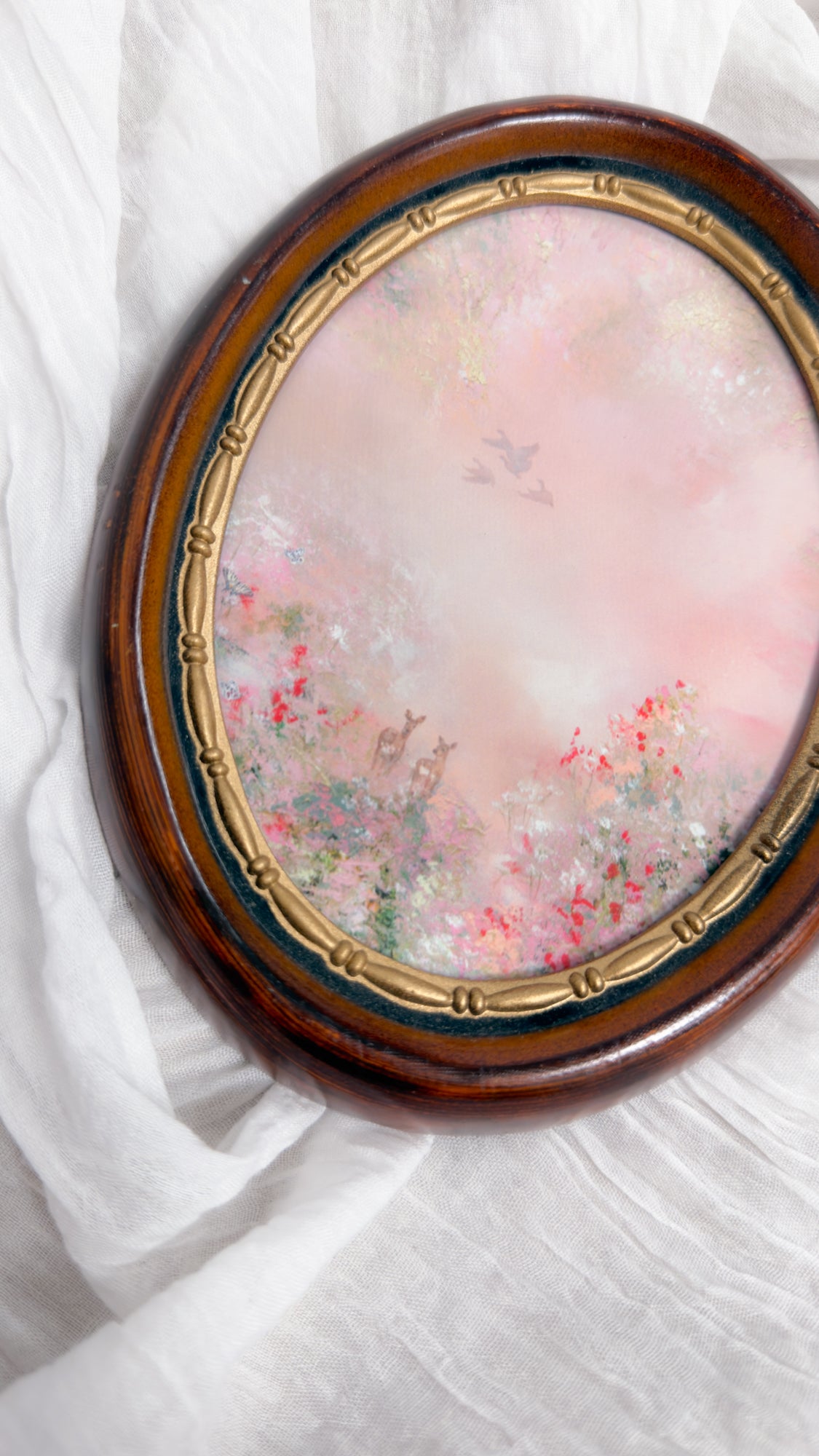 Meadow of Love Oval VINTAGE FRAMED PRINT