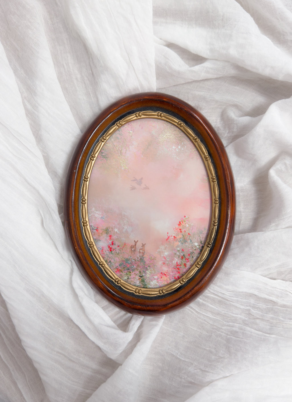 Meadow of Love Oval VINTAGE FRAMED PRINT