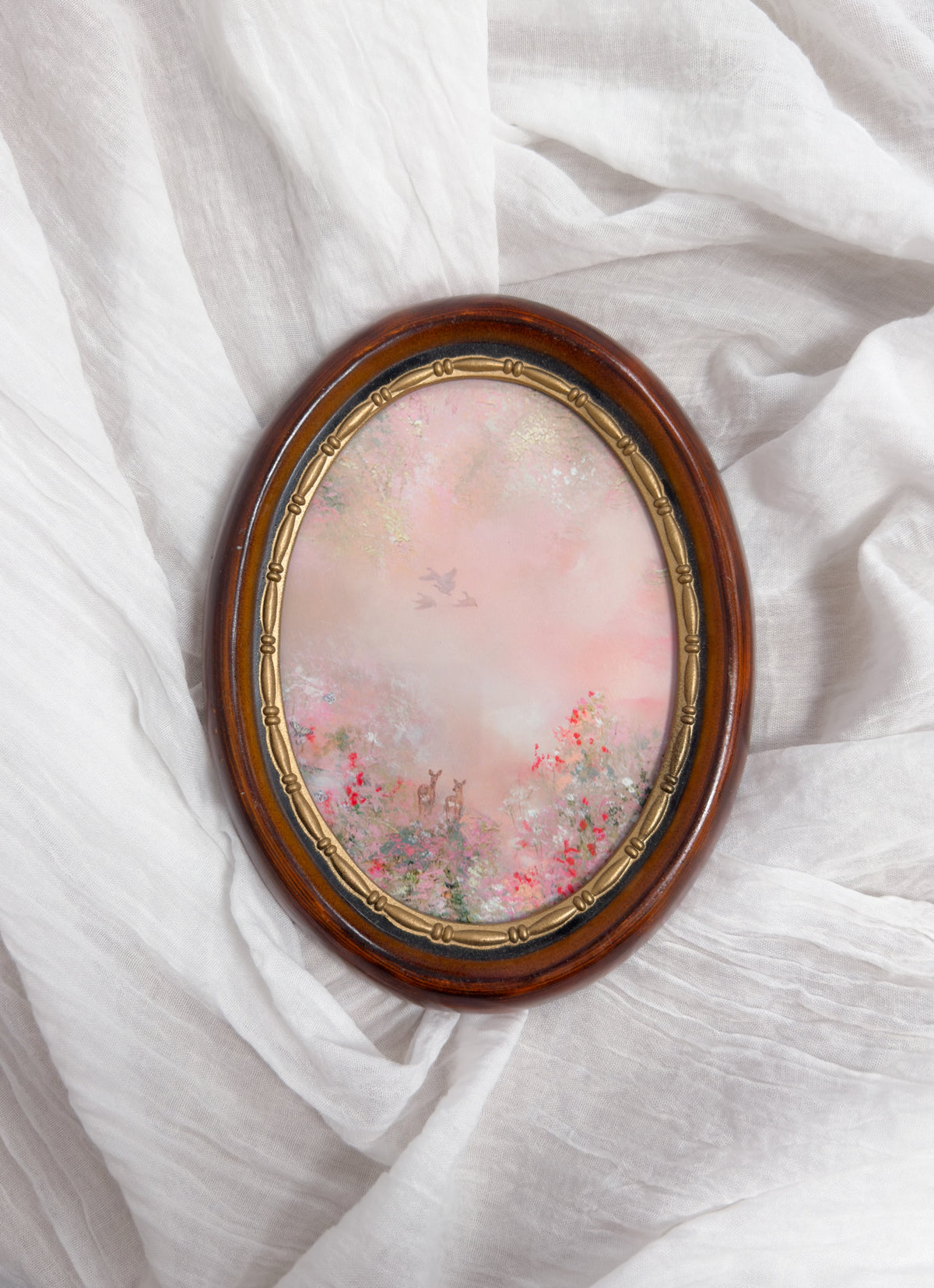 Meadow of Love Oval VINTAGE FRAMED PRINT