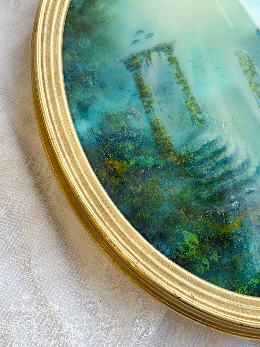 Mermaid's Guest XL Oval VINTAGE FRAMED PRINT