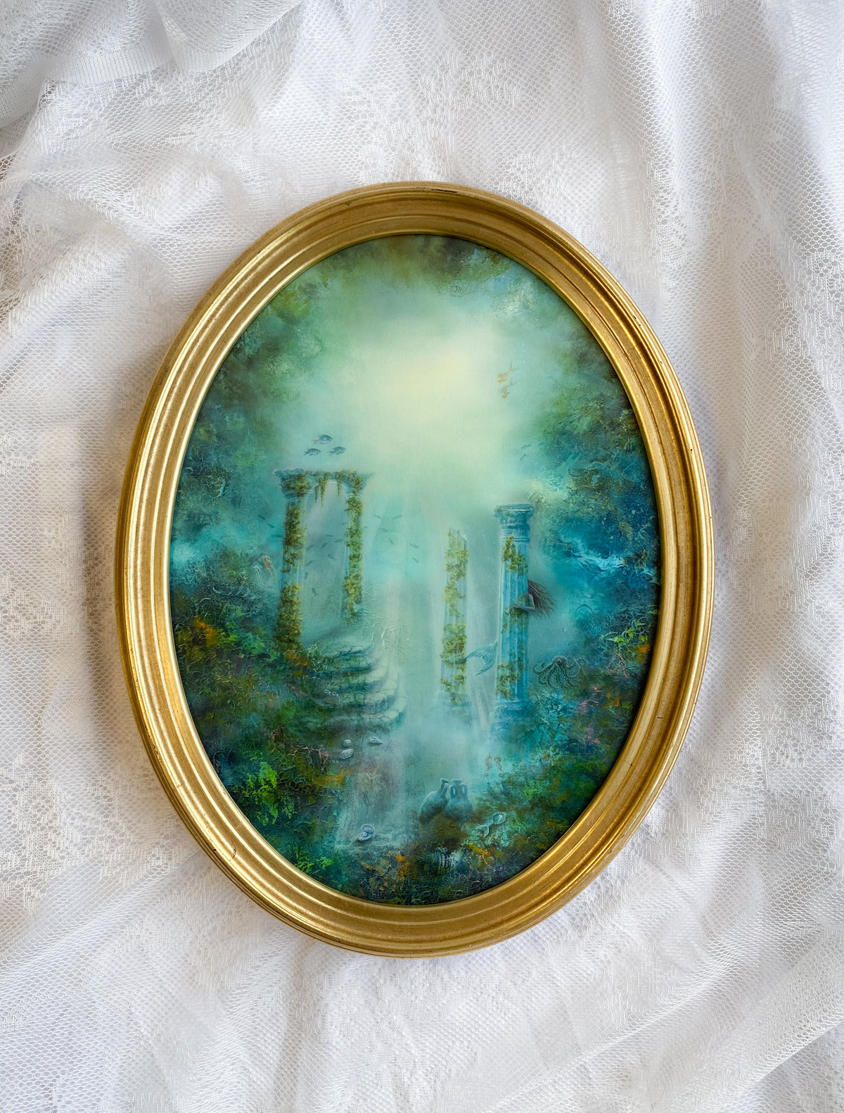 Mermaid's Guest XL Oval VINTAGE FRAMED PRINT
