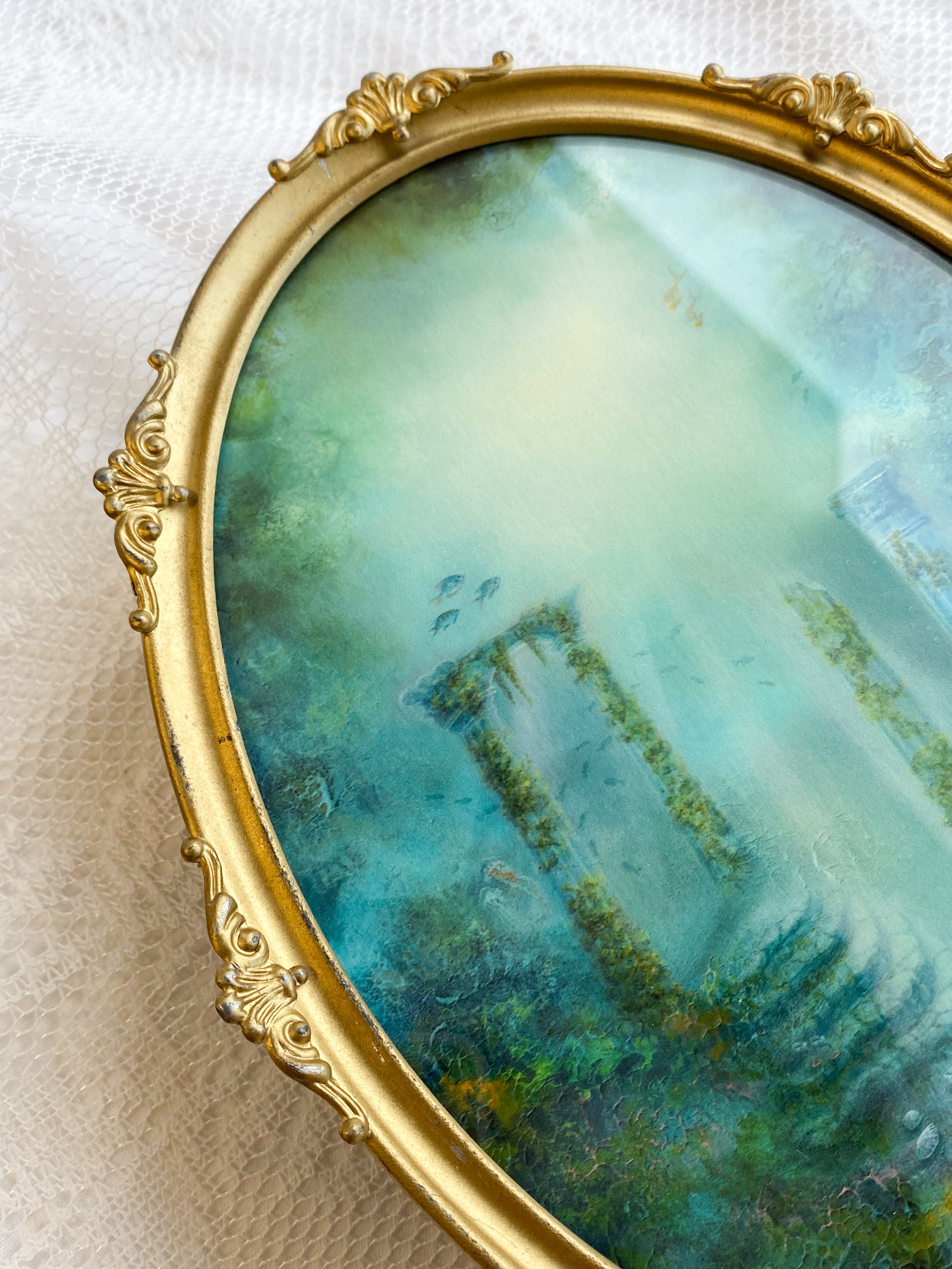 Mermaid's Guest Oval VINTAGE FRAMED PRINT