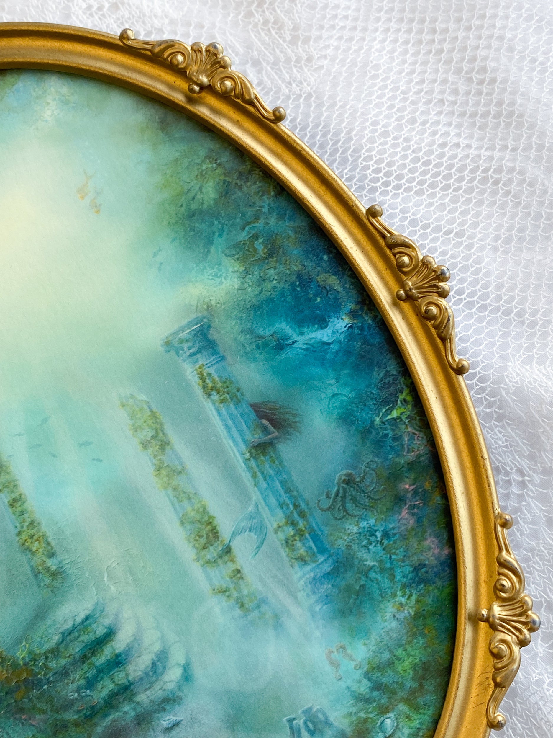 Mermaid's Guest Oval VINTAGE FRAMED PRINT