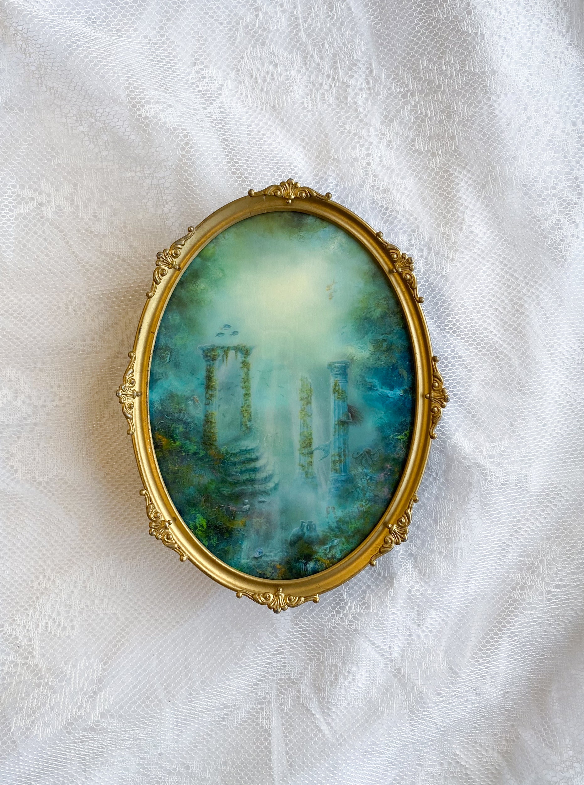 Mermaid's Guest Oval VINTAGE FRAMED PRINT