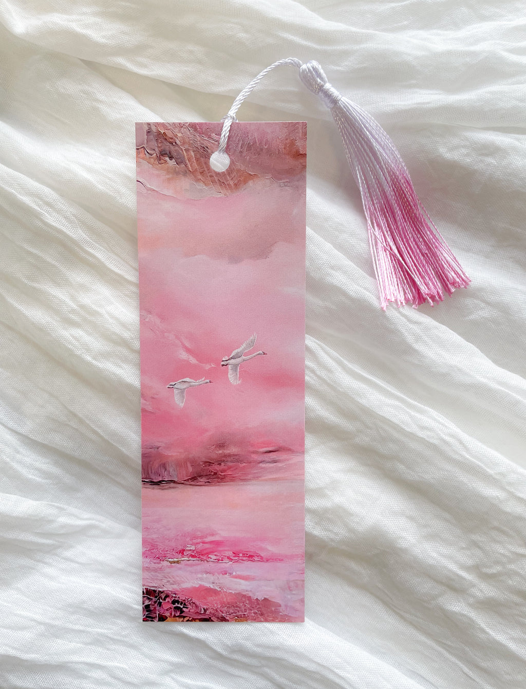 Fantasy-inspired art bookmark displayed with a matching tassel.