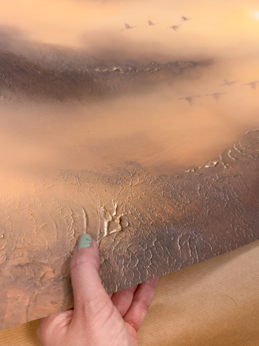 Close-up of the fine art print showing the textured details and colour transitions.