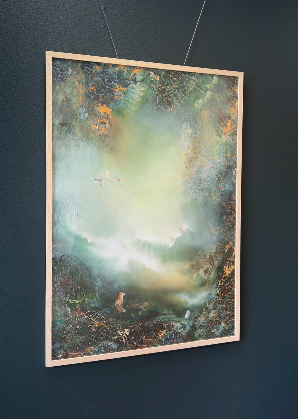Framed fine art print displayed on a wall.