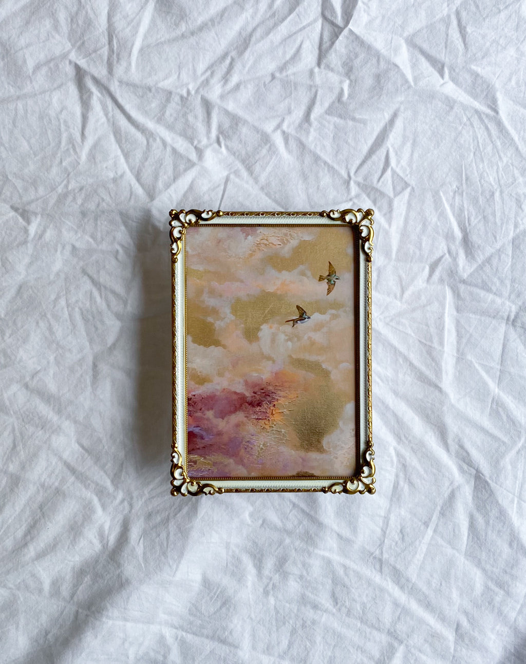 Two Hearts Above Golden Dawn FRAMED PRINT