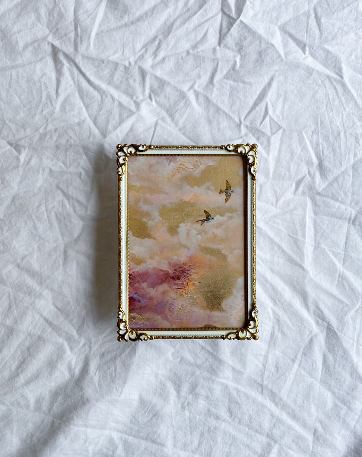 Two Hearts Above Golden Dawn FRAMED PRINT