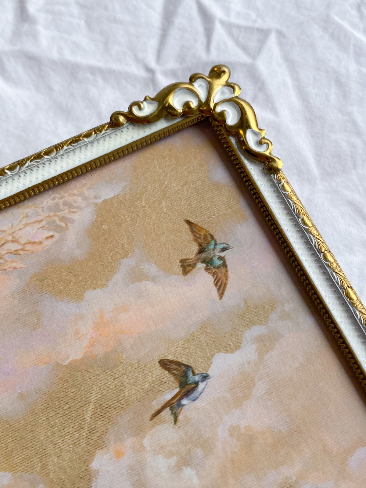 Two Hearts Above Golden Dawn FRAMED PRINT
