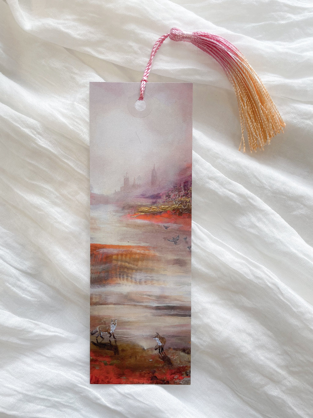 Fantasy-inspired art bookmark displayed with a matching tassel.