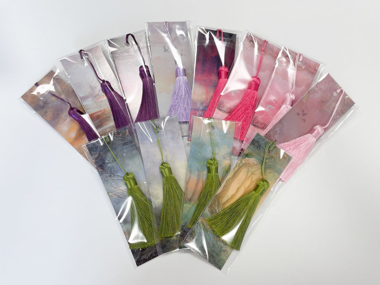 A selection of fantasy-inspired art bookmarks featuring different original artworks.